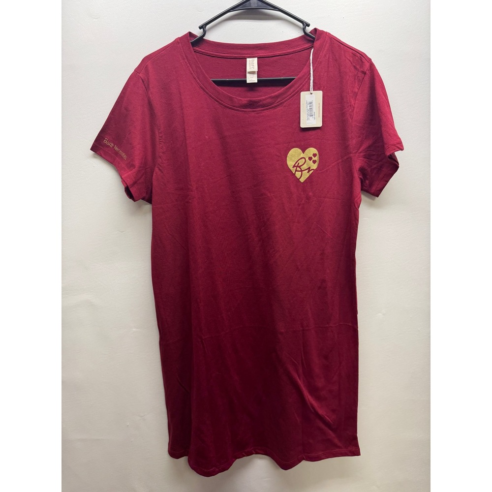 Bare Necessities Cotton Jersey Sleep Shirt Women L Tibetan Red Heart Graphic